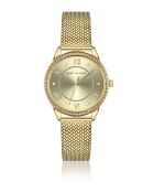 Montre femme analogique en acier inoxydable Golden Muse dorée