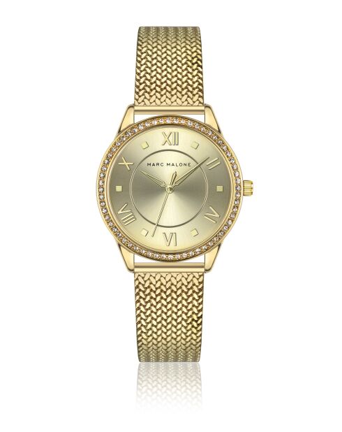 Montre femme analogique en acier inoxydable Golden Muse dorée