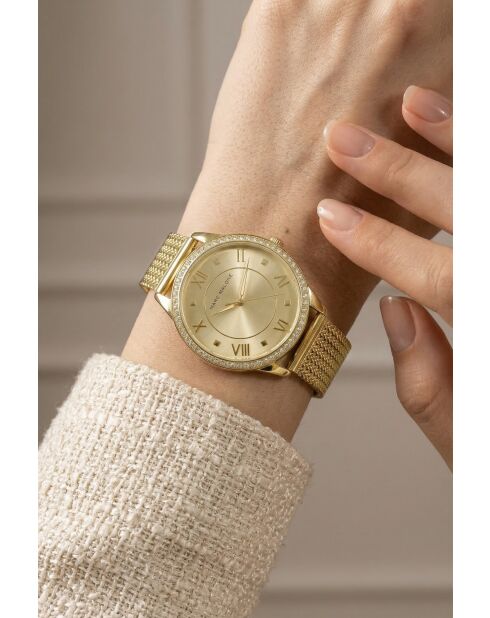 Montre femme analogique en acier inoxydable Golden Muse dorée