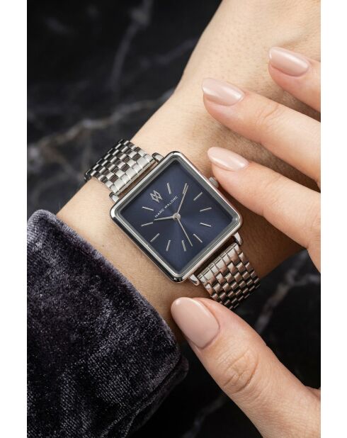 Montre femme analogique en acier inoxydable Lunar Silk argentée