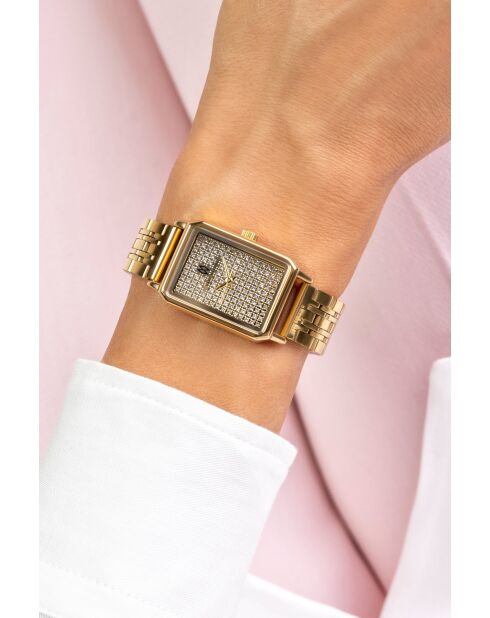 Montre femme analogique en acier inoxydable Aurora dorée