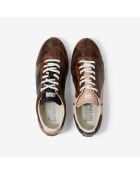 Baskets en cuir Des Petits Hauts - Python rose/marron