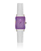 Analoog leren dameshorloge Cyntra White