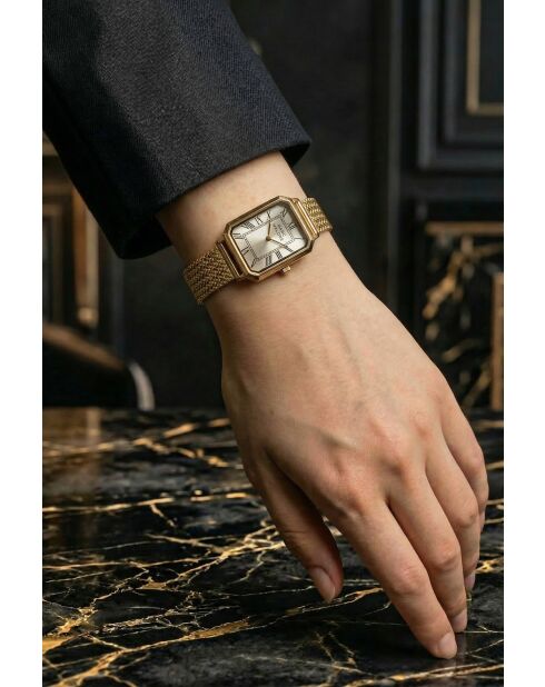 Montre femme analogique en acier inoxydable Telos Orbit dorée