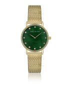 Montre femme analogique en acier inoxydable Golden Allure dorée /nacre verte