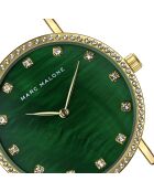 Montre femme analogique en acier inoxydable Golden Allure dorée /nacre verte