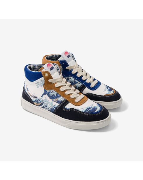 Baskets en cuir La Grande Vague de Kanagawa multicolores