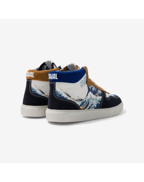 Baskets en cuir La Grande Vague de Kanagawa multicolores