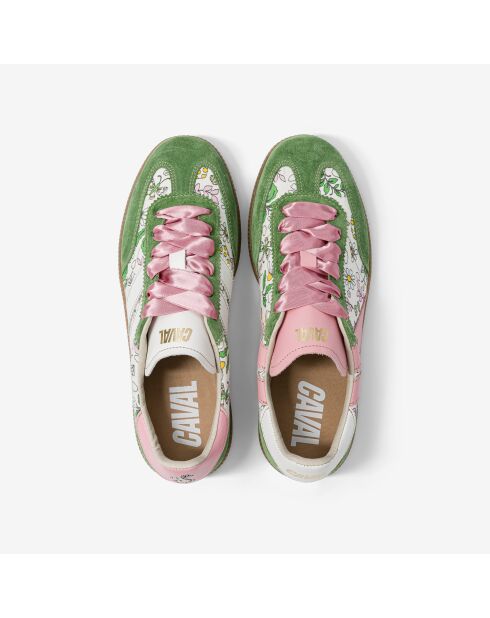 Baskets en cuir Funny Bunny rose/vert