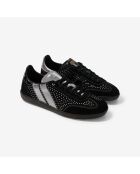 Baskets en cuir ornées de cristaux Swarovski argent/noir