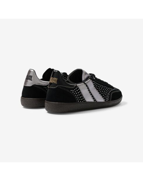 Baskets en cuir ornées de cristaux Swarovski argent/noir