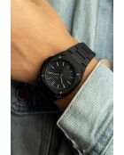 Zwart onyx analoog herenhorloge