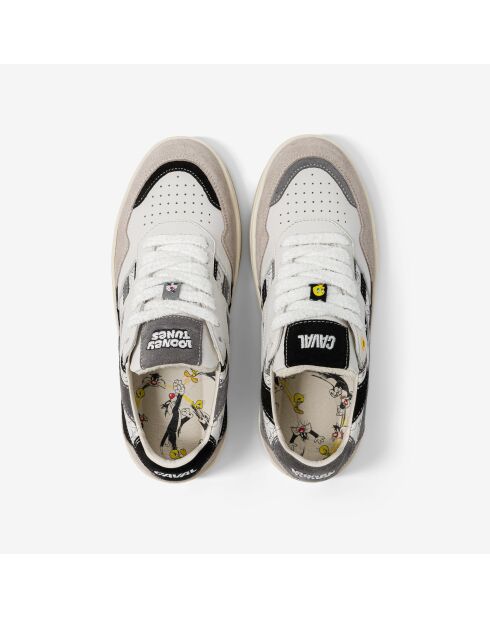 Baskets en cuir Titi et Grosminet blanc/gris