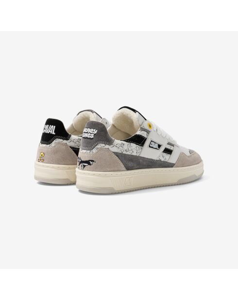 Baskets en cuir Titi et Grosminet blanc/gris