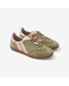 Baskets en cuir Olive Powder vert/rose