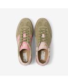 Baskets en cuir Olive Powder vert/rose