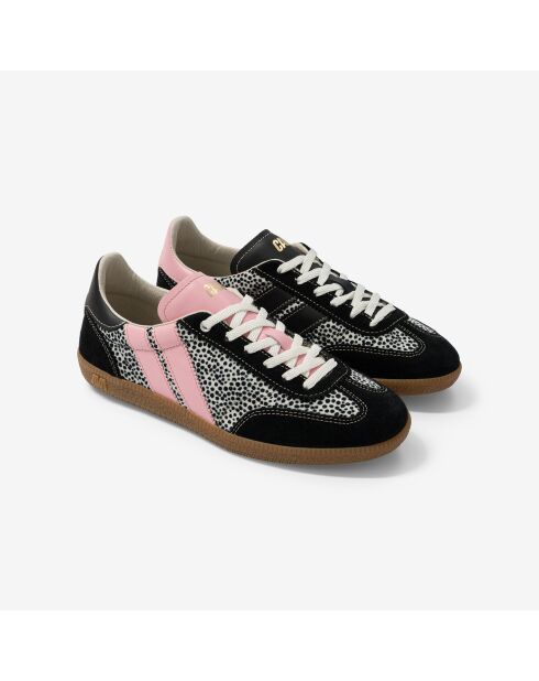 Baskets en cuir Polka Pop noir/rose