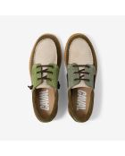 Chaussures bateau en cuir Matcha Odyssey beige/vert