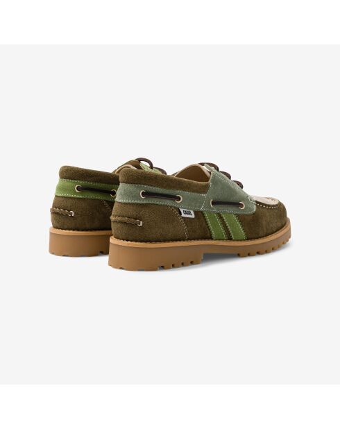 Chaussures bateau en cuir Matcha Odyssey beige/vert