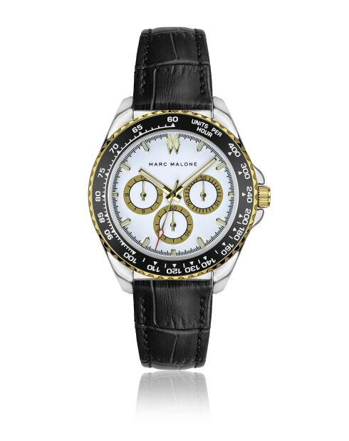 Montre homme analogique en cuir Prestige noire