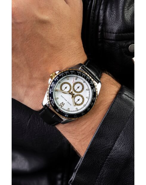 Montre homme analogique en cuir Prestige noire