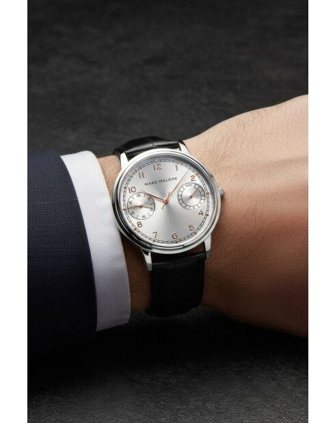 Montre homme analogique en cuir Valenr noire
