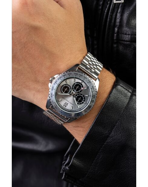 Montre homme analogique en acier inoxydable Falcon argentée