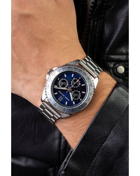 Montre homme analogique en acier inoxydable Inferno argentée