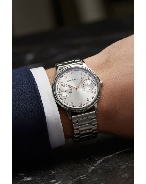 Montre homme analogique en acier inoxydable Skarn argentée