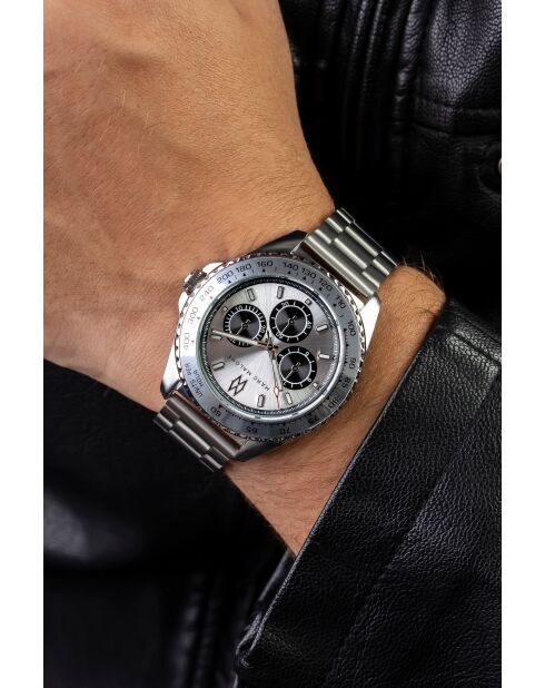 Montre homme analogique en acier inoxydable Prime argentée