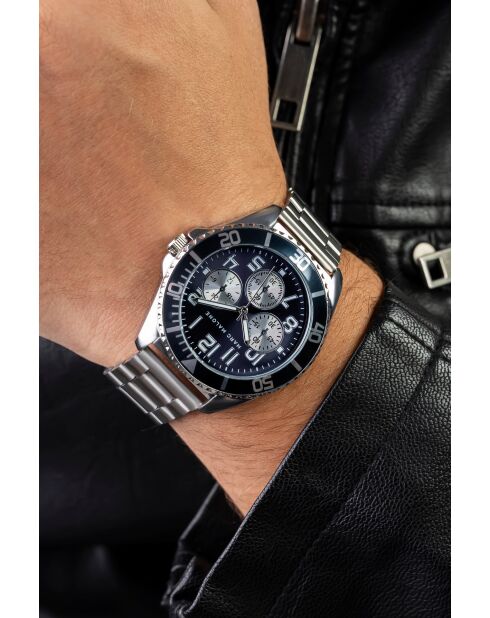 Montre homme analogique en acier inoxydable Chronomaster argentée