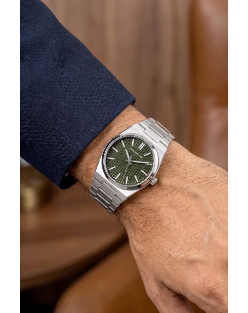 Montre homme analogique en acier inoxydable Aevora argentée