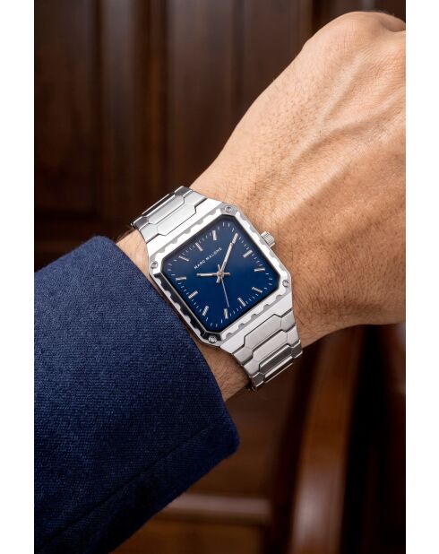 Montre homme analogique en acier inoxydable Norev argentée