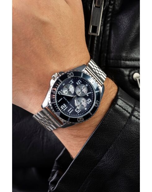 Montre homme analogique en acier inoxydable Chronomaster argentée