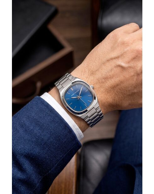 Montre homme analogique en acier inoxydable Aurev argentée