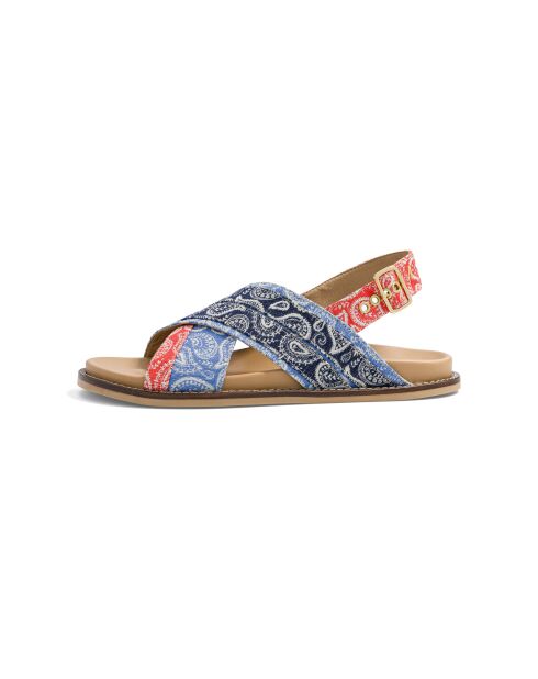 Sandales en cuir Rebel Road bleu/rouge
