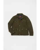 Veste motard en daim Valentin vert kaki
