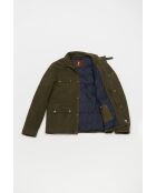 Veste motard en daim Valentin vert kaki