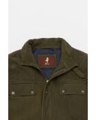Veste motard en daim Valentin vert kaki