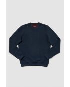 Baptiste Denimblaues warmes Baumwoll-Sweatshirt mit Rundhalsausschnitt