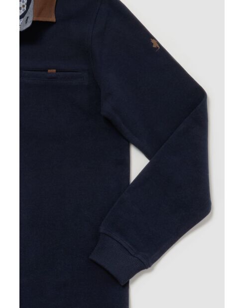 Polo manches longues chaud en coton François bleu marine
