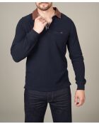 Polo manches longues chaud en coton François bleu marine