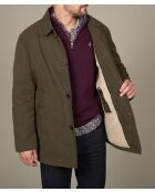 Manteau waxé intérieur sherpa en coton Alexandre vert kaki