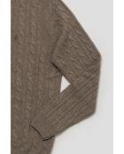 Maglione attorcigliato Olivier beige con scollo tondo