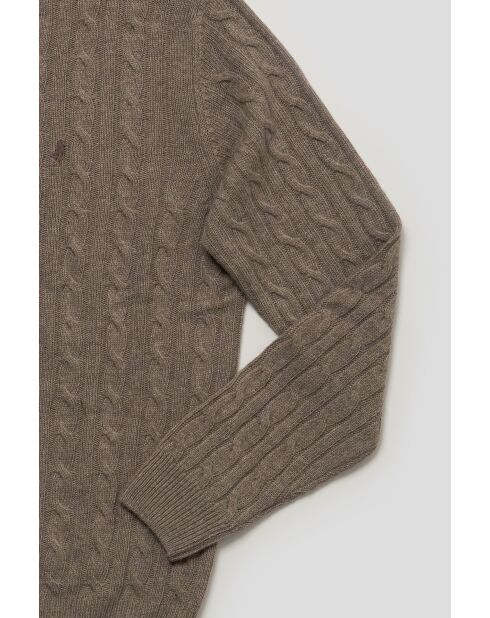 Maglione attorcigliato Olivier beige con scollo tondo