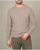 Maglione attorcigliato Olivier beige con scollo tondo