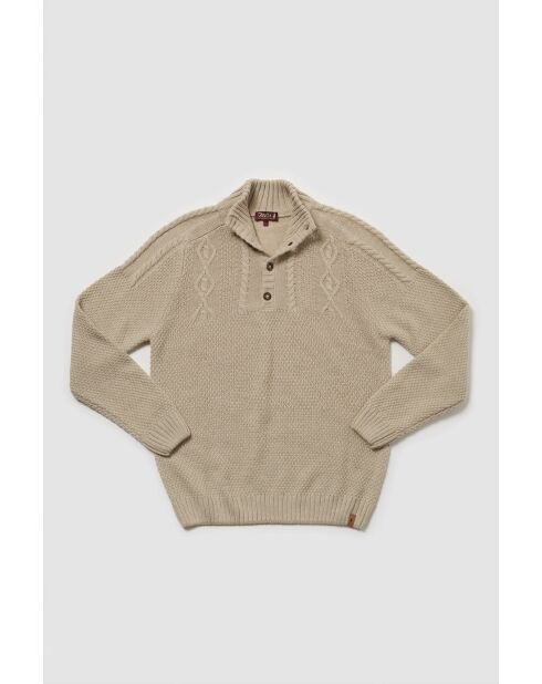 Luxe gebreide trui met hoge hals Lucas in ecru stijl