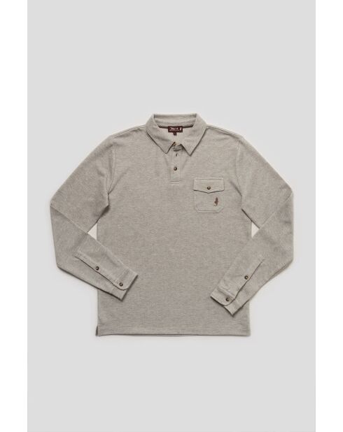 Polo manches longues motif chevron Charles gris clair