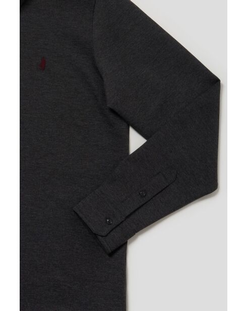 Polo manches longues façon sweatshirt en coton Adrien gris anthracite
