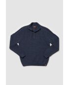 Pull col montant en maille fantaisie Maxime bleu denim